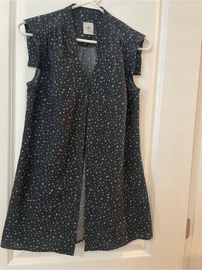 CAbi Black Tunic with White Star Print